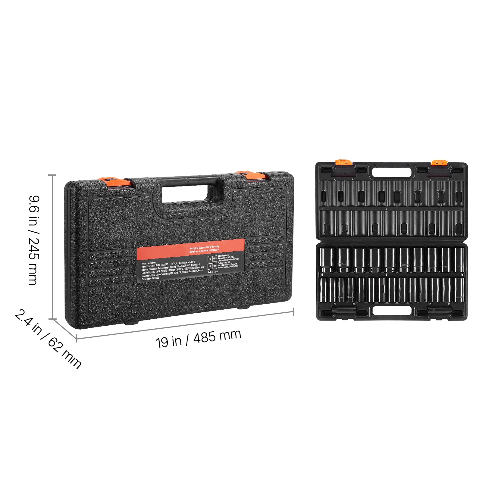 Impact Socket Set With 26 Pieces 1/2 Inch Drive Metric Sockets_voghion.com
